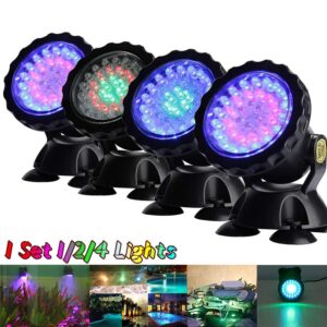 RGB 36 LED 1 set 1/2/4 light Waterproof IP68 Underwater Spot Light For Swimming Pool Fountains Pond Water Garden Aquarium