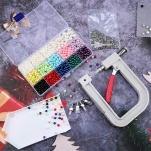 Manual Fixing Pearl Setting Machine Pearl Bead Rivet Setter Tool ABS Round Imitation Pearl Beads 4mm-8mm for Clothes,Crafts